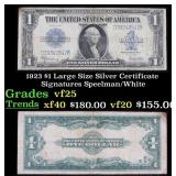 1923 $1 large size Silver Certificate Grades vf+ S