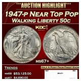 1947-p Walking Liberty Half Dollar Near Top Pop 50