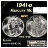 1941-d Mercury Dime 10c ms67 fsb SEGS