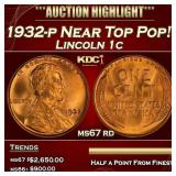 1932-p Lincoln Cent Near Top Pop! 1c ms67 rd SEGS