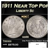 1911 Liberty Nickel Near Top Pop 5c ms66 SEGS