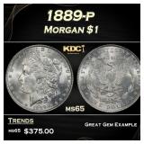1889-p Morgan Dollar $1 Grades ms65