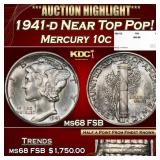 1941-d Mercury Dime Near Top Pop! 10c ms68 FSB SEG