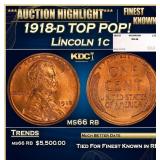 1918-d Lincoln Cent TOP POP! 1c ms66 rb SEGS