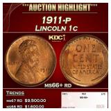 1911-p Lincoln Cent 1c ms66+ rd SEGS