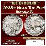 1923-p Buffalo Nickel Near Top Pop! 5c ms67 SEGS