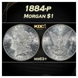 1884-p Morgan Dollar $1 Grades ms63+