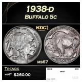 1938-d Buffalo Nickel 5c ms67 SEGS