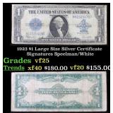 1923 $1 large size Silver Certificate Grades vf+ S