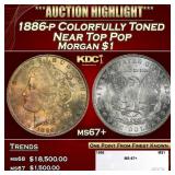 1886-p Morgan Dollar Colorfully Toned Near Top Pop