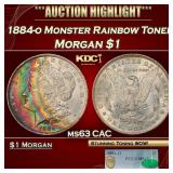 PCGS 1884-o Morgan Dollar Mosnter Rainbow Toned $1