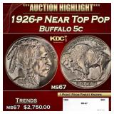 1926-p Buffalo Nickel Near Top Pop 5c ms67 SEGS