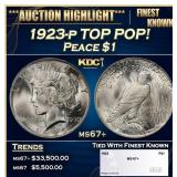 1923-p Peace Dollar TOP POP! $1 ms67+ SEGS