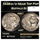 1938-d/d Buffalo Nickel Near Top Pop 5c ms67 SEGS