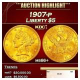 1907-p Gold Liberty Half Eagle $5 ms66+ SEGS