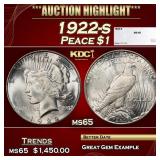 1922-s Peace Dollar $1 ms65 SEGS
