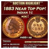 1883 Proof Indian Cent Near Top Pop! 1c pr66+ rb S