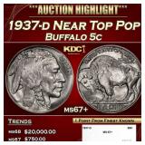 1937-d Buffalo Nickel Near Top Pop 5c ms67+ SEGS