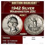 1942 Proof Washington Quarter Silver 25c pr68+ SEG