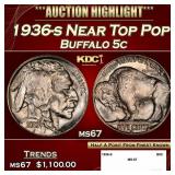 1936-s Buffalo Nickel Near Top Pop 5c ms67 SEGS