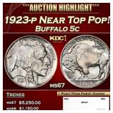 1923-p Buffalo Nickel Near Top Pop! 5c ms67 SEGS