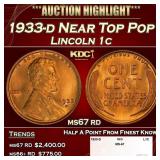 1933-d Lincoln Cent Near Top Pop 1c ms67 rd SEGS