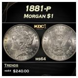 1881-p Morgan Dollar $1 Grades ms64