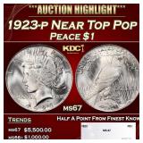 1923-p Peace Dollar Near Top Pop $1 ms67 SEGS