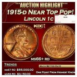 1915-d Lincoln Cent Near Top Pop! 1c ms66+ rd SEGS