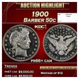 1900 Proof Barber Half Dollars 50c pr66+ cam SEGS