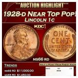 1928-d Lincoln Cent Near Top Pop! 1c ms66 rd SEGS