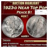 1923-d Peace Dollar Near Top Pop $1 ms66+ SEGS