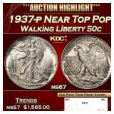 1937-p Walking Liberty Half Dollar Near Top Pop 50