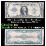 1923 $1 large size Silver Certificate Grades f+ Si