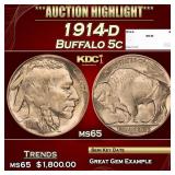 1914-d Buffalo Nickel 5c ms65 SEGS