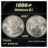 1886-p Morgan Dollar $1 Grades ms65