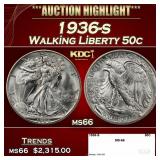 1936-s Walking Liberty Half Dollar 50c ms66 SEGS