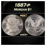 1887-p Morgan Dollar $1 Grades ms63+