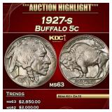 1927-s Buffalo Nickel 5c ms63 USCG