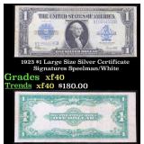 1923 $1 large size Silver Certificate Grades xf Si