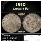 1910 Liberty Nickel 5c ms65+ SEGS