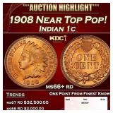 1908 Indian Cent Near Top Pop! 1c ms66+ rd SEGS