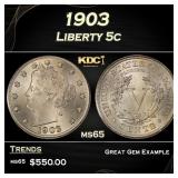 1903 Liberty Nickel 5c Grades ms65