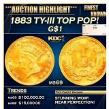 1883 Gold Dollar TY-III TOP POP! $1 ms69 SEGS