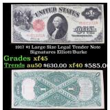 1917 $1 Large Size Legal Tender Note Grades xf+ Si