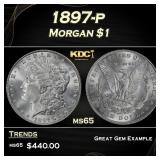 1897-p Morgan Dollar $1 Grades ms65