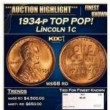 1934-p Lincoln Cent TOP POP! 1c ms68 rd SEGS