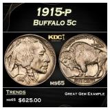 1915-p Buffalo Nickel 5c Grades ms65