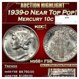 1939-d Mercury Dime Near Top Pop! 10c ms68+ FSB SE