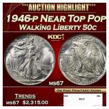 1946-p Walking Liberty Half Dollar Near Top Pop 50